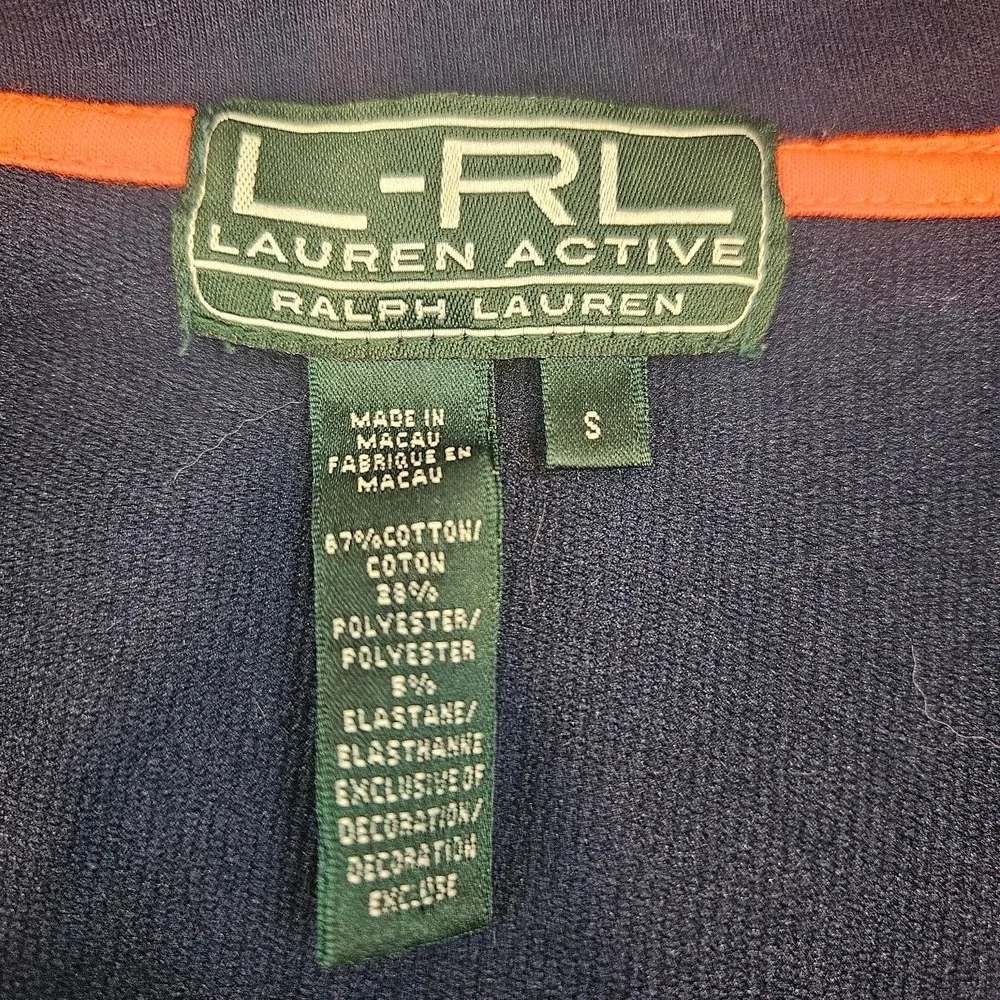 Lauren Active Ralph Lauren Navy Blue Utility Zip Up Jacket Orange Trim Small